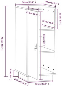 Credenza Bianca 34x40x75 cm in Legno Massello di Pino