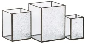 Portacandele Cristallo Dorato Metallo 18 x 18 x 22 cm (3 Unità)