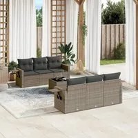 Set Divani da Giardino 7 pz con Cuscini Grigio in Polyrattan 3252247