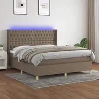 Letto a Molle con Materasso e LED Tortora 180x200 cm in Tessuto 3139137