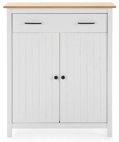 Cassettiera alta bianca in legno di pino 90x110 cm Miranda - Marckeric