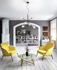 Sospensione in metallo nero opaco + ottone invecchiato vector d.53,...