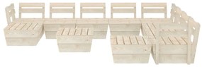 Set Divani da Giardino su Pallet 11 pz in Legno Abete Impregnato