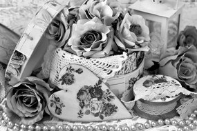 Quadro su tela – Stile romantico vintage in bianco e nero