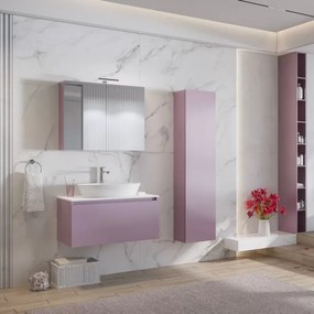 Mobile bagno 80cm sospeso con piano da appoggio in resina bianca SP-80B - KAMALU