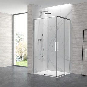 Kamalu - Box doccia 80x80cm angolare porte scorrevoli finitura cromo | KLA1000C