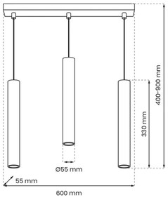 Lampadario a sospensione con filo HUDSON 3xGU10/8W/230V nero