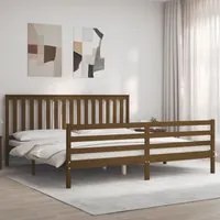 Giroletto con Testiera Miele 200x200 cm in Legno Massello 3194269