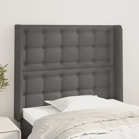 Testiera ad orecchio grigio 93x16x118/128 cm in similpelle