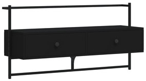 Mobile tv a muro nero 100,5x30x51 cm in legno multistrato