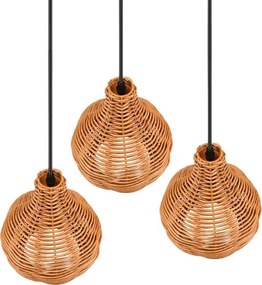 Reality - Lampadario a sospensione SPROUT 3xE14/40W/230V marrone/rattan