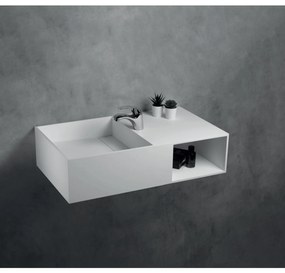 Lavabo Sospeso Con Vano a Giorno a Dx 80x46 Cm "Venere" Bianco Opaco