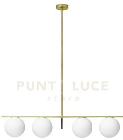 Jugen sospensione a 4 luci ottone attacco e27 sfera bianco opaco d....