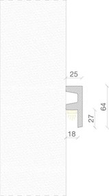 Cornice Pitturabile Squadrata per Pareti Curve per Strisce LED - 2m Variante Lunghezza 2 Metri