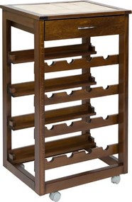 Carrello cantinetta in legno massello LANDHELL Noce