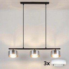 Brilagi - Lampadario a sospensione su cavo AURA LUX 3xGX53/30W/230V nero/fumé