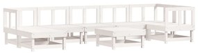 Set divani da giardino 8pz con cuscini in legno massello bianco