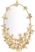 Specchio Glam Oval Butterfly 59x3x89,5 Misura Specchio 46x78 cm in Ferro Oro