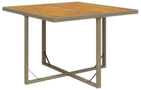 Tavolo da Giardino Beige 109x107x74 cm in Polyrattan e Acacia