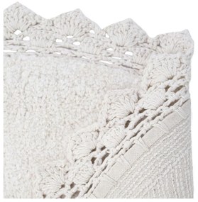 Tappeto in cotone bianco panna fatto a mano, ø 110 cm Perla - Nattiot