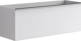 Mobile da bagno sospeso sotto lavabo Pixel 1 cassetto  L 120 x H 40 x P 45.5 cm bianco laccato opaco, frame con maniglia brillante