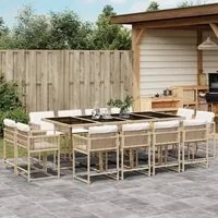 Set da Pranzo da Giardino 13 pz con Cuscini Beige in Polyrattan 3211582