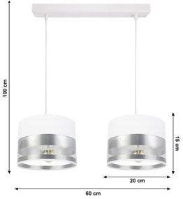 Lampadario su filo MILO 2xE27/60W/230V argento