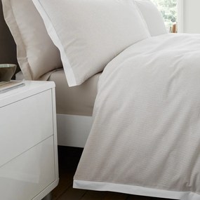 Set copripiumino e federa color crema in percalle di cotone per letto singolo 135x200 cm Seersucker Woven Stripe – Bianca