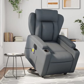 Poltrona Alzapersona Elettrica Reclinabile Grigio İn Similpelle /