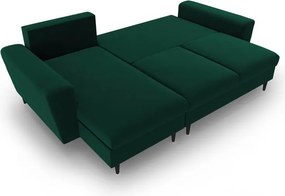 Divano angolare verde allungabile e con contenitore con rivestimento in velluto Kyoto – Cosmopolitan Design