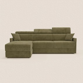 Miryam divano letto angolare compatto - poggiatesta reclinabili e penisola contenitore in tessuto smacchiabile T31