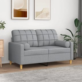 Divano A 2 Posti Con Cuscini Grigio Chiaro 120 Cm İn Tessuto /