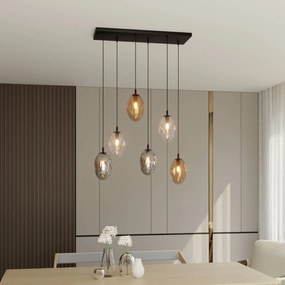 Euluna Lampada a sospensione Glassy, a 6 luci, vetri bombati, colorati