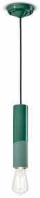 Sospensione Piccola Vintage Decò Pi Ceramica Verde Bottiglia 1 Luce E27