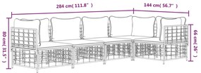 Set Divani da Giardino 5 pz con Cuscini Antracite in Polyrattan