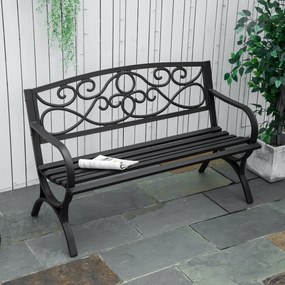 Panchina da Giardino 2 Posti 128x58,5x85 cm in Acciaio e Ghisa Nero...