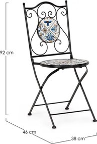 Set Bistrot Tavolo Mosaico 80x120 Cm Con 4 Sedie Pieghevoli Mykonos Bizzotto