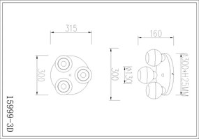 Globo 15999-3D - Plafoniera RAGUSA 3xE27/60W/230V Ø 31,5 cm
