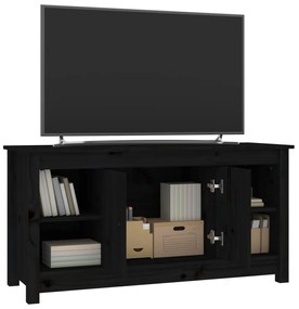 Mobile Porta TV Nero 103x36,5x52 cm in Legno Massello di Pino