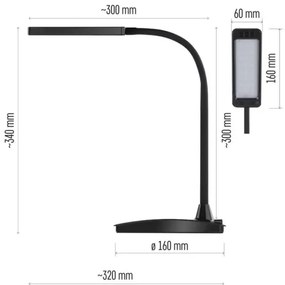 Lampada da tavolo LED dimmerabile EDDY LED/6W/230V 3000/4500/6800K nera