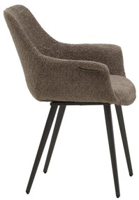 Set di sedie MIRASIERRA in tessuto marrone effetto bouclé e gambe in metallo nero, con braccioli