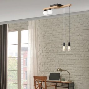 Lampadario a sospensione con filo CORTINA 2xE27/15W/230V + 2xG9/5W/230V nero/quercia