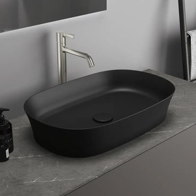 Lavabo da appoggio IDEAL STANDARD ovale in ceramica L 60 x H 12 x P 38 cm nero piletta non inclusa
