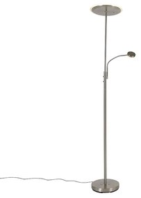 Lampada da terra moderna in acciaio con LED dimmerabile e braccio di lettura - Strela