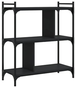 Libreria nera 3 ripiani 76x32x88 cm legno multistrato