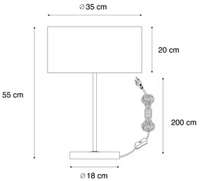 Lampada da tavolo ottone con paralume in velluto marrone 35 cm - Kaso