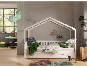 Letto per bambini in legno di pino bianco con letto estraibile e contenitore 90x200 cm DALLAS - Vipack