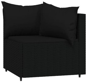 Set divani da giardino 4 pz con cuscini nero in polyrattan