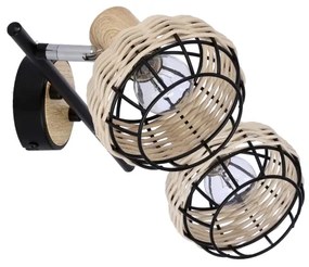 Faretto TAJGA 2xE14/40W/230V rattan/nero