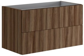 Armadietto bagno a terra Opera 2 cassetti P 46 x L 89.5 x H 50 cm frassino scuro